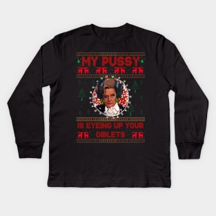 Mrs Slocombe's Pussy Will Ruin Christmas Dinner. Are you being served Kids Long Sleeve T-Shirt